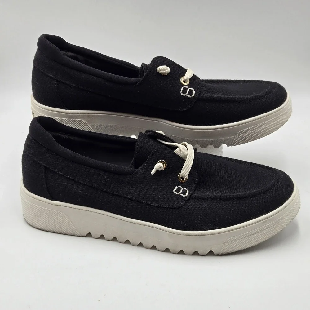 Dr. Scholl's Shoes Mens Size 11 Black Canvas Slip On Boat Comfort Get On Board